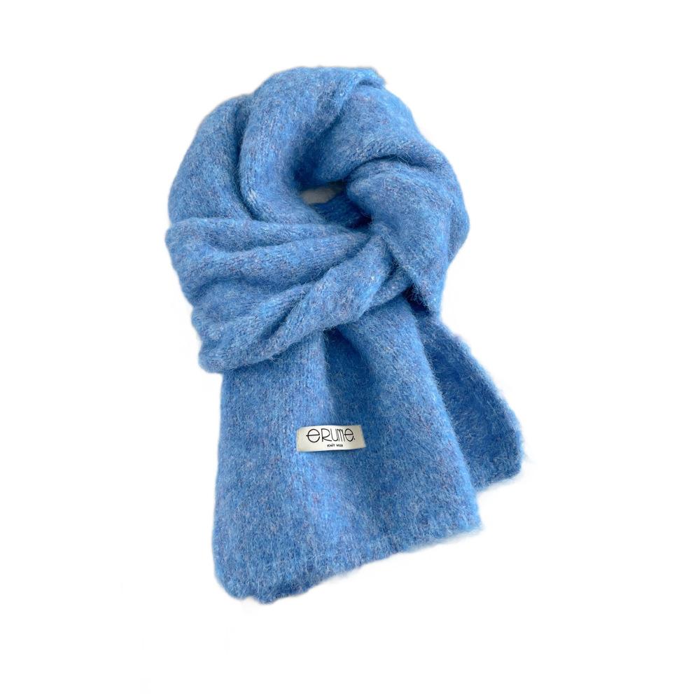 Ocean blue knitted scarf female new blended Korean versatile atmosphere student neck scarf