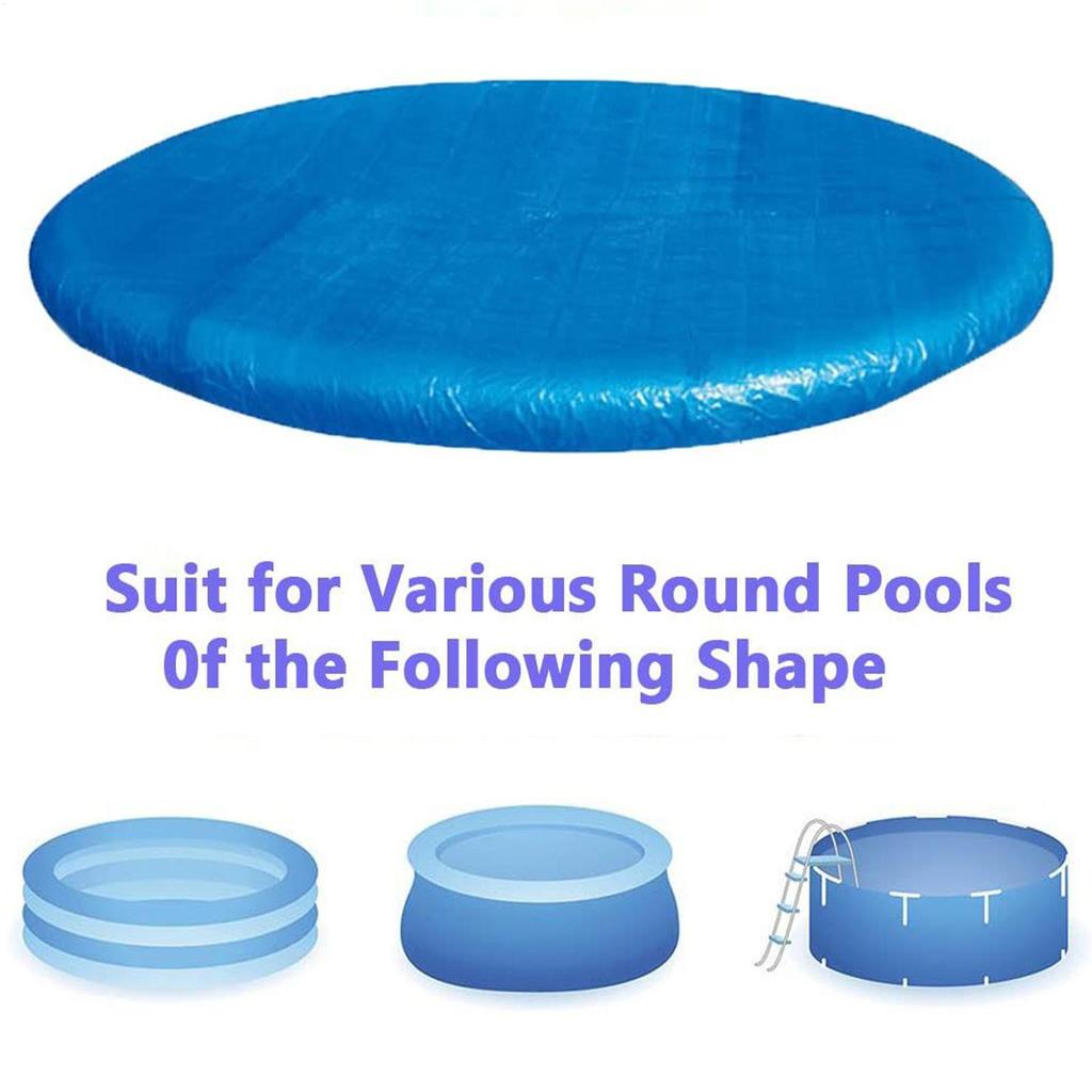 Round Pool Cover Windproof Garden Above Ground Pool Hot Tub Dust Protective Cover With Drawstring For Outdoor Yard Pool 86.6in