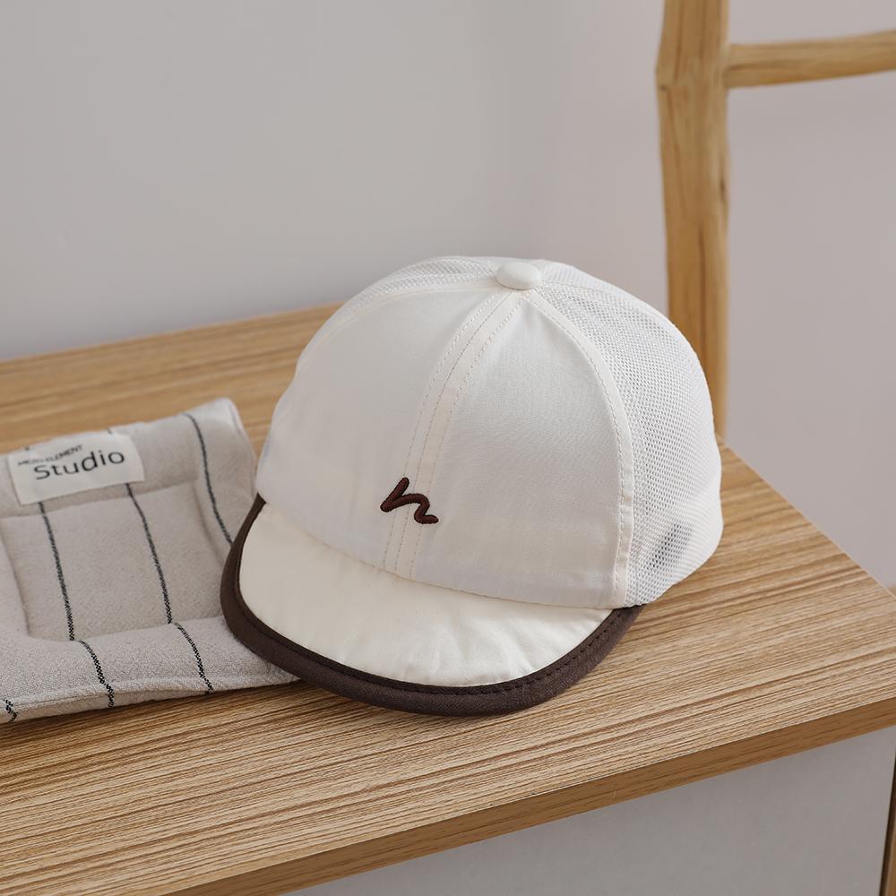 Solid- Minimalist Embroidered Baseball Cap, Summer Breathable Mesh Children's Sun-Protective Beanie with Brim