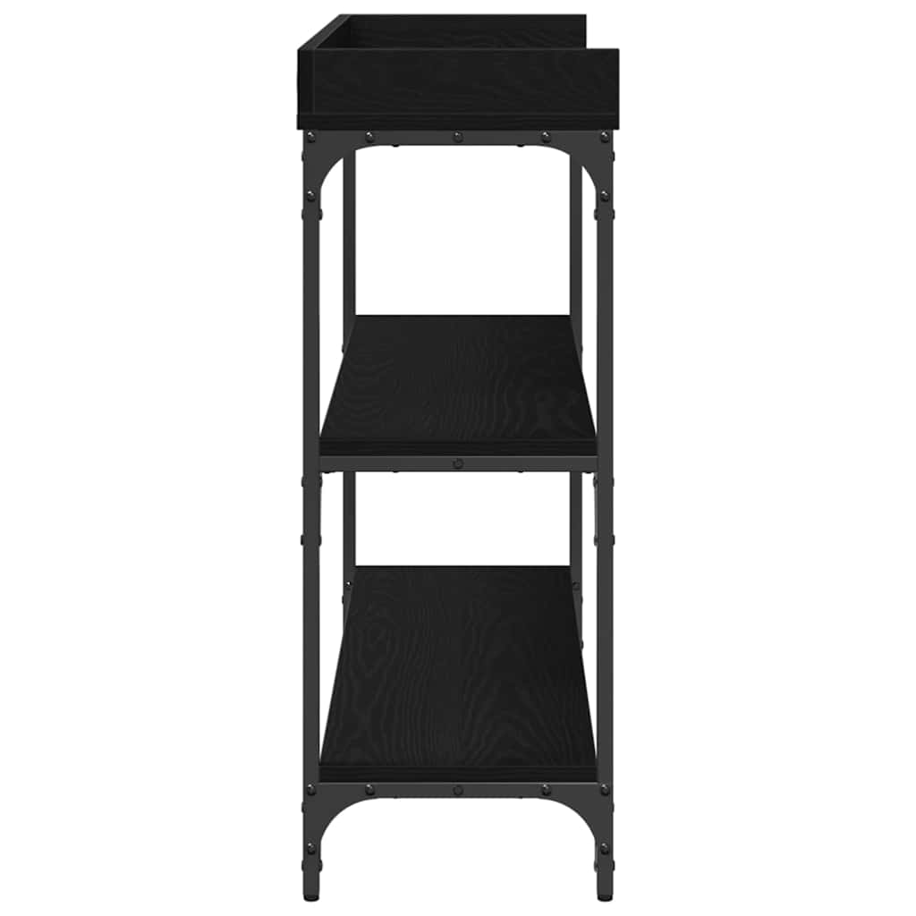 Console Table with Shelf Black Oak Effect 100 X 30 X 80 Cm
