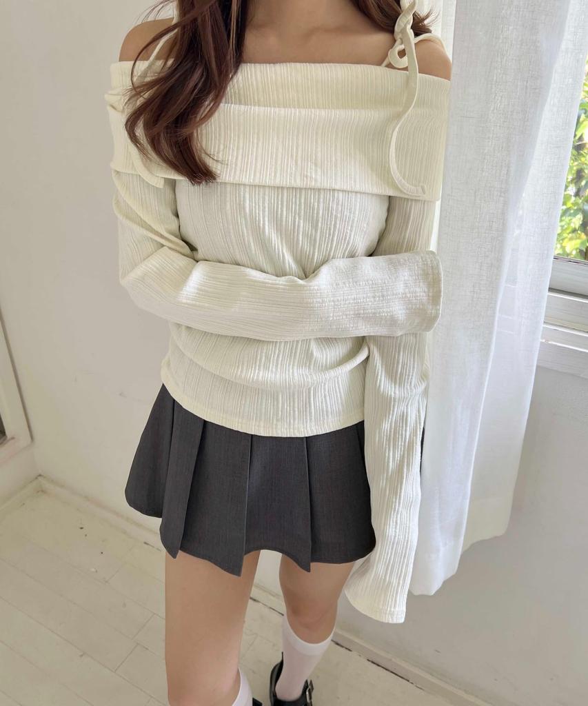 WEGO PHILLY Ribbon Size White Ivory Off-the-Shoulder Top, Women's, F,