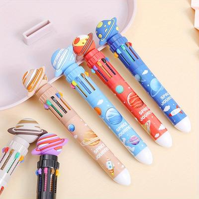 10pcs Colorful Happy Planet Design 10-Colors Ballpoint Pens for Writing Supplies Back To School