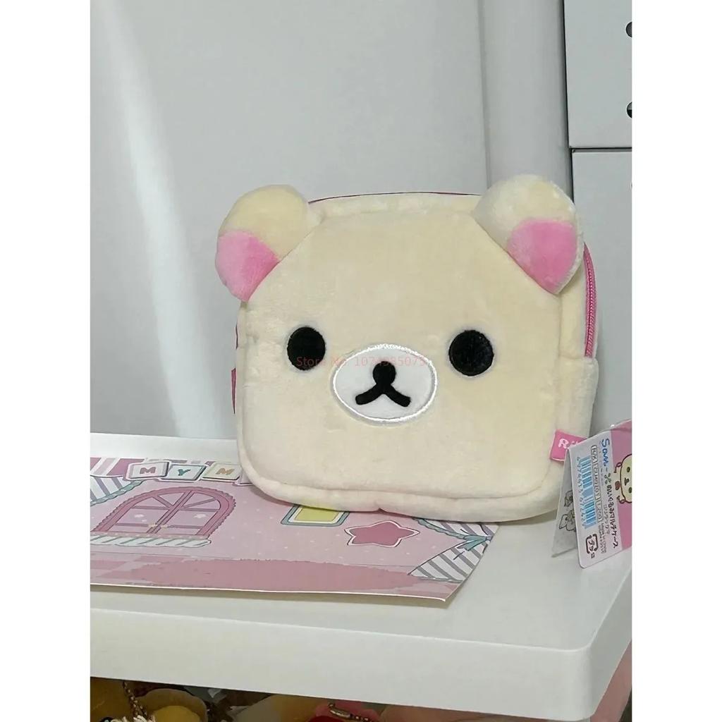 Kawaii Rilakkuma Pencil Bag Makeup Organizer Storage Bag Cartoon Bear Plush Multi Case Kawaii Cosmetic Bags Vanity Beauty Case