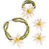 European & American White Flower Stud Earrings & Double-Layered Necklace Choker Set