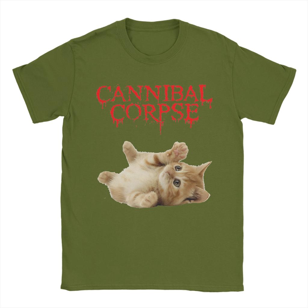 Cannibal Corpse Cat Popular T Shirts  100 Cotton Tshirt for Male Y2K Retro Wholesale Short Sleeve Top Tees