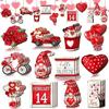 Valentine's Day Wooden Decorative Patch Set Red Rose Love Truck Valentine's Day DIY Handicraft Accessories 12 Pieces Per Set