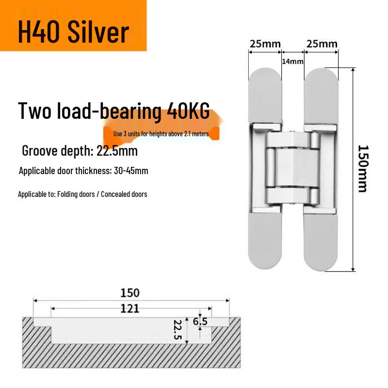 Adjustable 180° Concealed Door Hinges for Inward/Outward Opening Wooden Doors