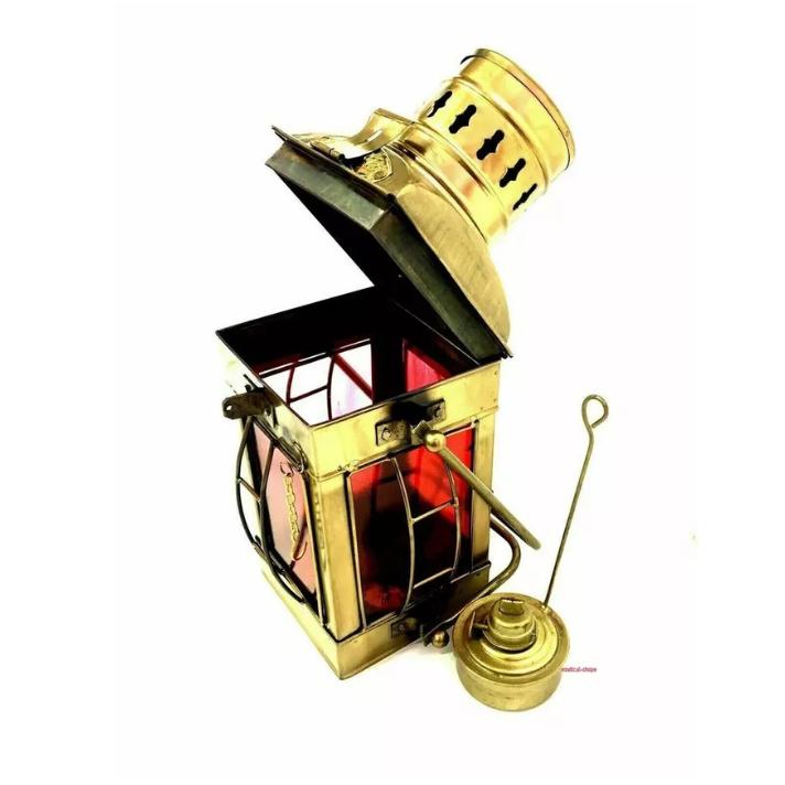 Antike Messing Schiffs Laterne 12" Nautisch Maritim Boot Anker Öllampe Dekor