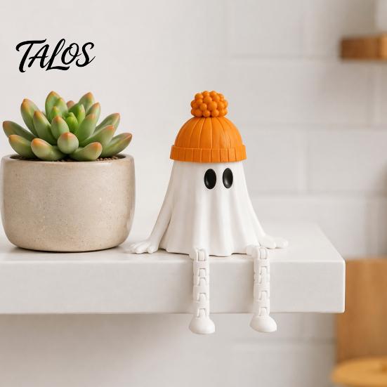 Handmade Vivid Character Statues 3D Printed Halloween Decoration, Cute Ghost Pumpkin Figurine with Holiday Party Atmosphere Ornaments Movable