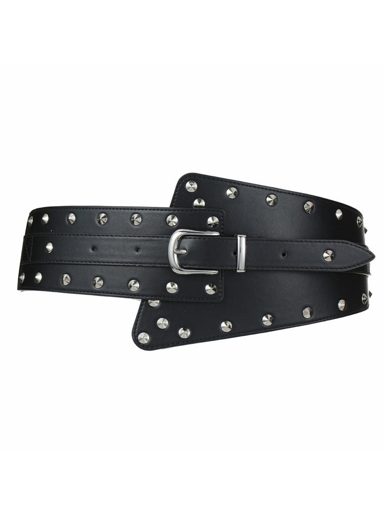 Vintage Belt Rivet Women'S Dress Shirt Decoration Elastic Elastic Extra Wide Waist Seal Belt