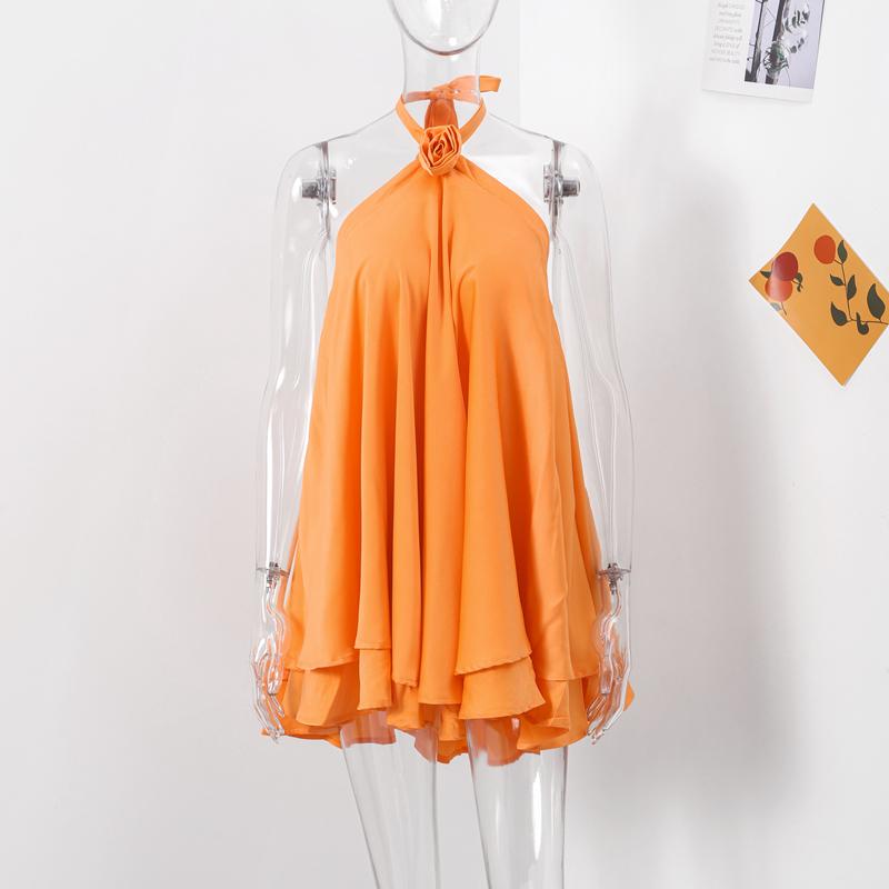 

Сексуальное мини-платье с бретелью через шею с цветочным принтом для женщин, пляжные оборки, открытая спина, без рукавов, на молнии, вечерние платья 2024 года, летняя женская клубная одежда для вечеринок XS