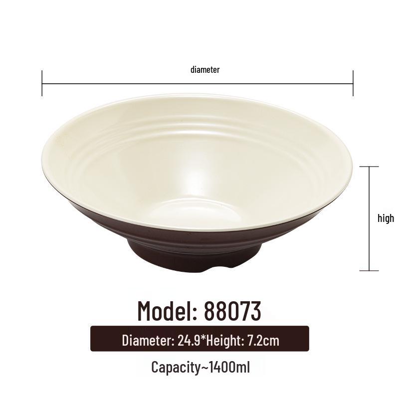 Melamine White Noodle Bowl, Imitation Porcelain, Large Plastic Soup/Rice Bowl for Commercial Use.