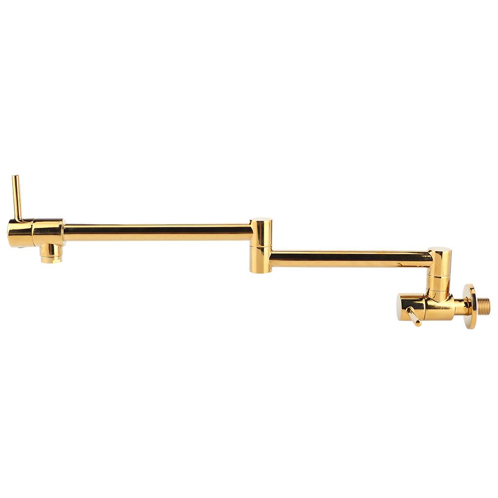G1/2in Thread Brass Wall Mounted Foldable Kitchen Faucet Single Cold Single Hole Sink Tap with 2