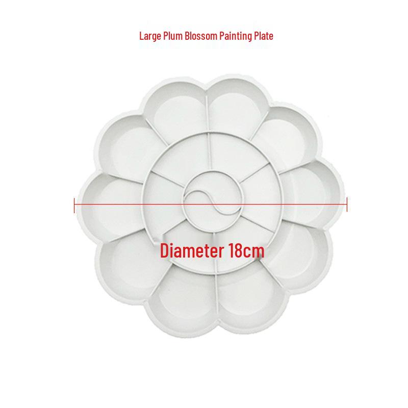 Plum Blossom Palette Set: Large, Medium, Small Dishes for Watercolor, Gouache, Oil, Acrylic & Chinese Painting – Ideal for Children & Students