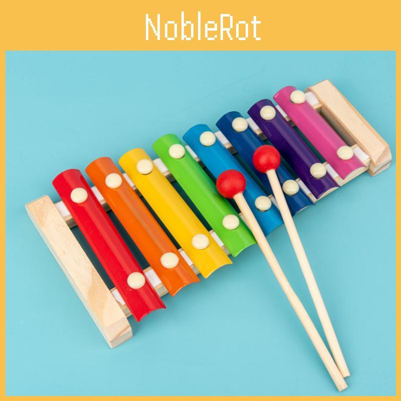 Colorful Wooden Eight Tone Xylophone For Kids With Interactive Bead-spinning Bug Design