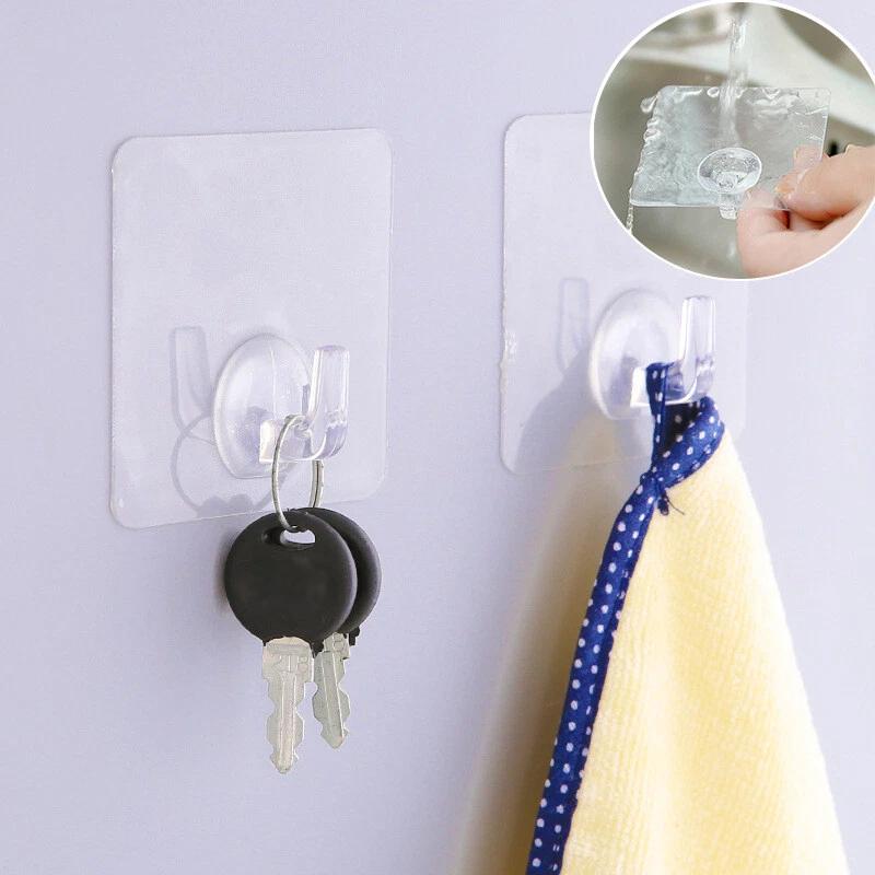 10Pcs/Pack Hooks Transparent Anti-skid Traceless Horn Shape Reusable PVC Clear Strong Sticky Wall Hook