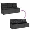 Garden Sofa with Cushions 3 Seater Black Poly Rattan