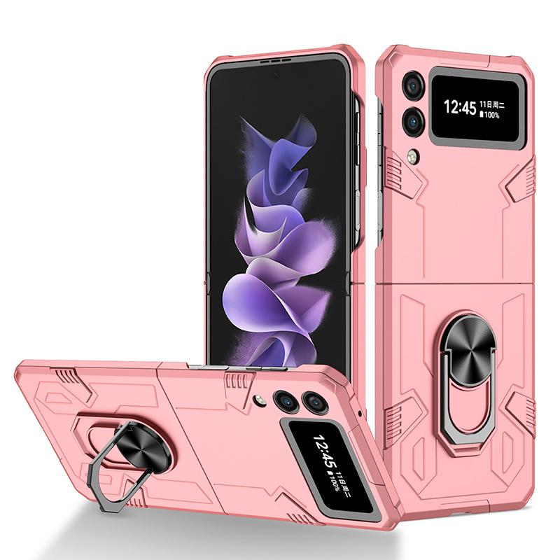 Applicable to Samsung Z Flip3 Folding Mobile Phone Case Fold2/3 Mecha Ring Holder Car Magnetic Suction Huawei P50