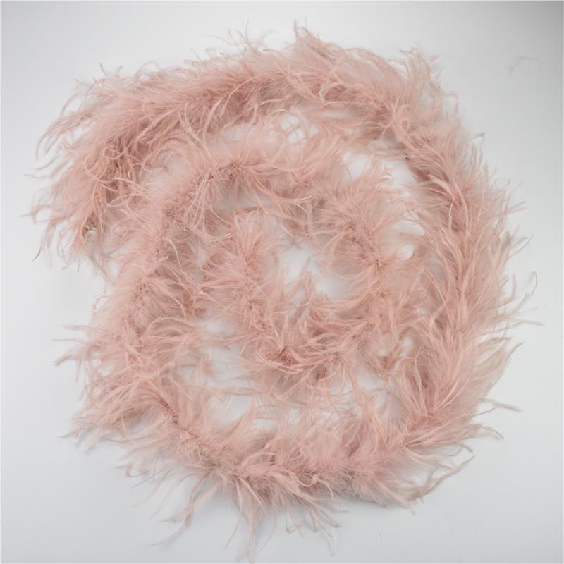 2Meters Leather Pink Ostrich Feather Trims Fluffy Turkey Feather Boas Goose Plumas Fringe Ribbon for Needlework and Handicrafts
