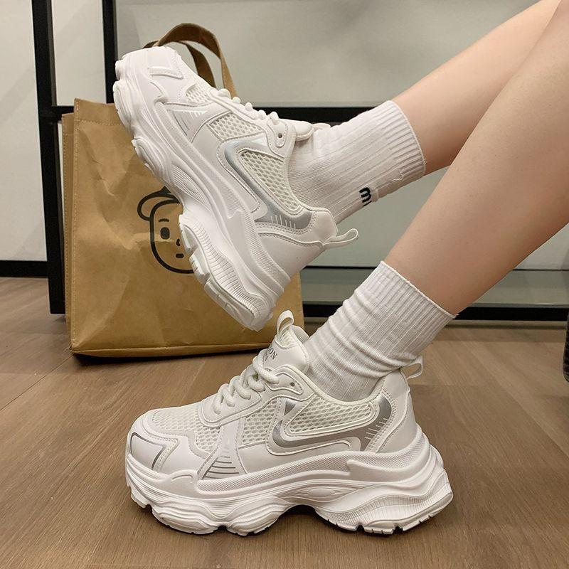 Dad Shoes Women's Spring and Autumn New Versatile Students Lightweight Thick-soled Mesh Breathable Sneakers Women