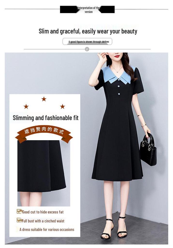 Casual Plus Size Color Block Patchwork Mid-Length Summer Dress - Slimming, Short Sleeve