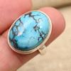 Blauer Türkis-Edelstein, handgefertigter Ring aus massivem 925er-Sterlingsilber