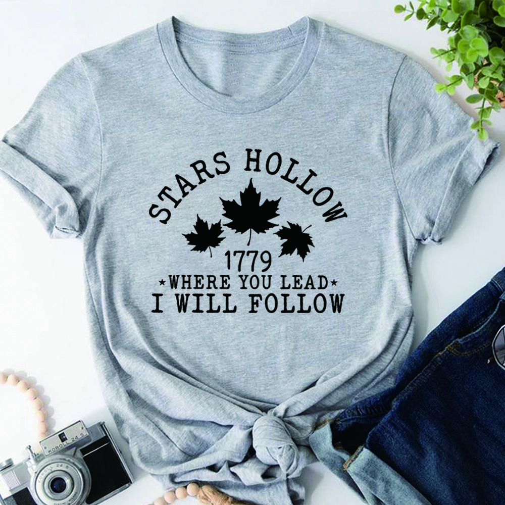 Stars Hollow T-Shirt Where You Lead I Will Follow Tshirt Retro Lukes Diner Shirts Women Short Sleeves Tops