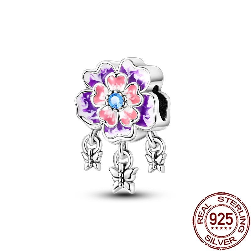 New Charms Copper Colorful Plant Flower Fruit Charm Beads Fit Snake Chain Bracelet Necklace Women Diy Jewelry