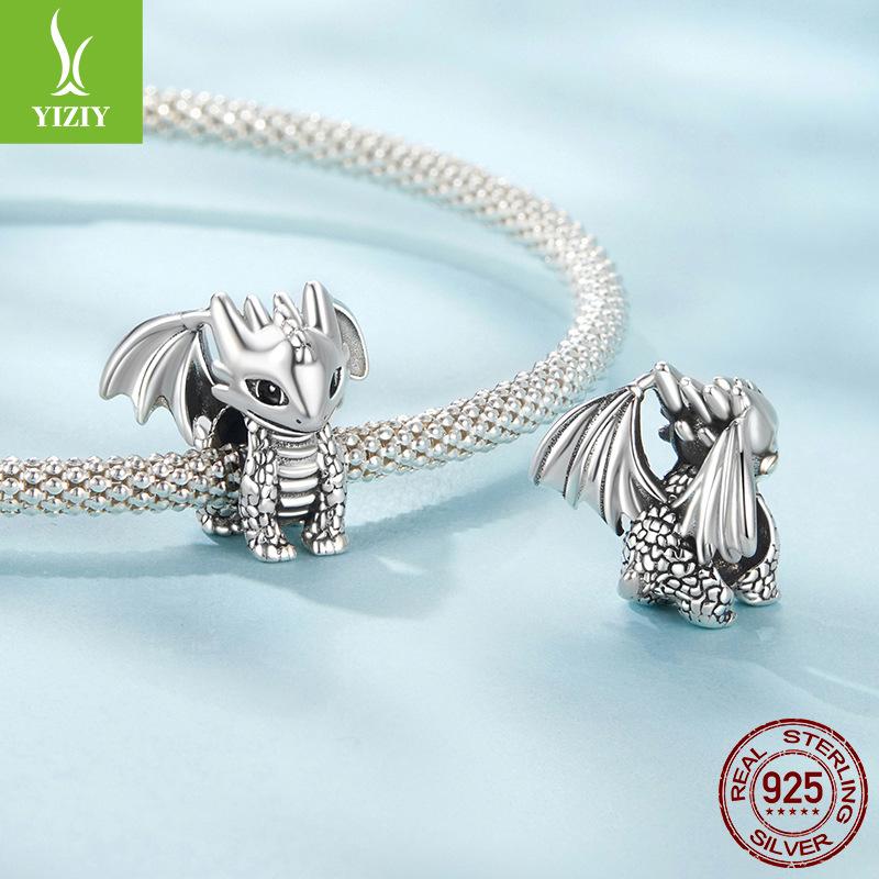 S925 Sterling Silver Exquisite Three-Dimensional Dragon Beads, Fun And Cute Texture Diy Bead Jewelry Accessories