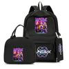 4Pcs/set Anime K-Pop Demon Hunters Printed Backpack with Handbag Pencil Case for Teenager Student Boy Girl Schoolbag Bookbag Large Capacity Travel Bag
