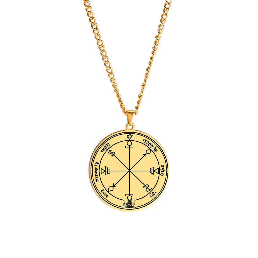 Edelstahl Siegel Salomos Amulett Halskette: Jupiter, Mars, Merkur, Mond, Saturn, Sonne, Venus