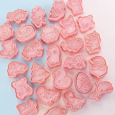 8 szt./zestaw Foremki do ciastek Plastikowe 3D Śliczne Kreskówkowe Wciskane Foremki do ciastek Stempel do ciastek Kuchenne Pieczenie Ciasta Piekarnik