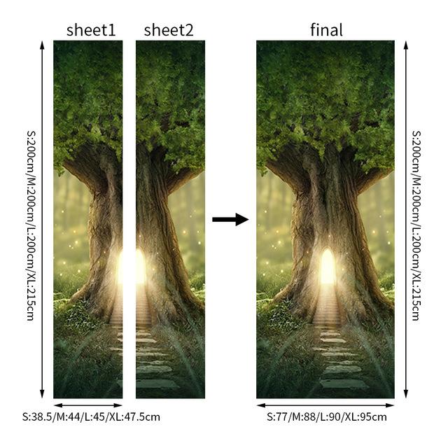 3D Geometric Door Stickers Mural Art Decor Peel and Stick for Bedroom Bathroom Yard Dinosaur Scenery Wallpaper Poster Removable