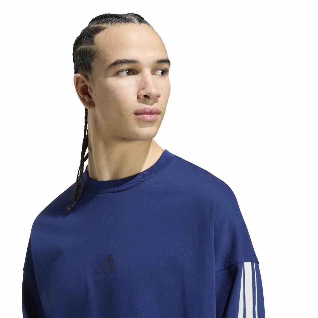 KIT WH769 Dark S [Adidas] Long-Sleeve T-Shirt 3-Stripes Men's Blue/Off-White (HY7961)