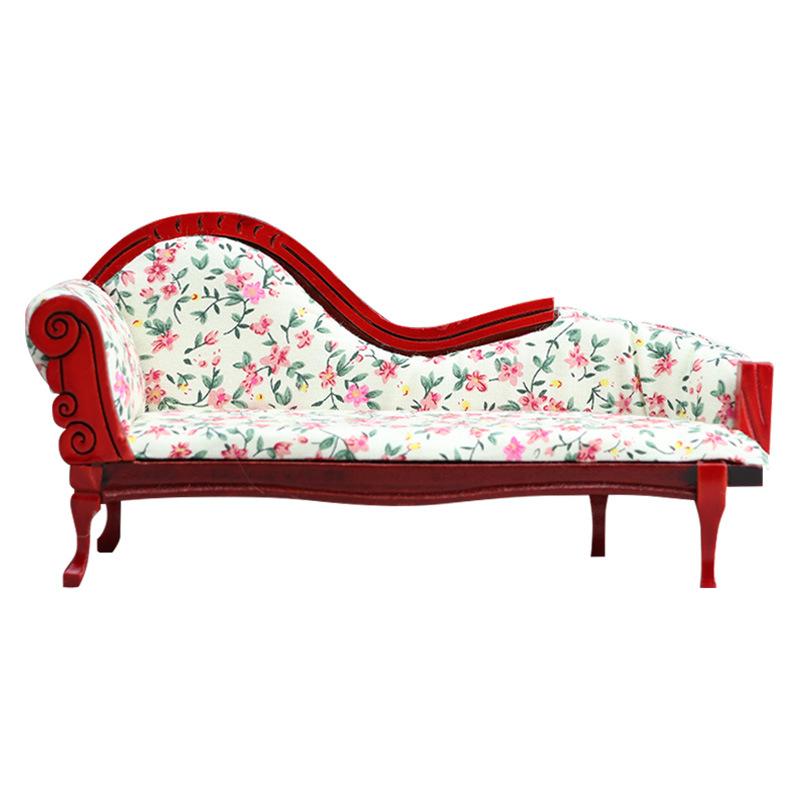 1:12 Dollhouse European Style Chaise Lounge, Ornate Vintage Sofa for Miniature Room, Dollhouse Furniture Scene Prop