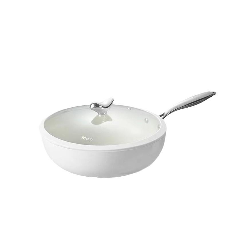 12 Inch Wok Pan Household Frying Pan Nonstick Frying Pan with Glass Lid Cooking Family Skillet PFOA - Free Dishwasher Safe