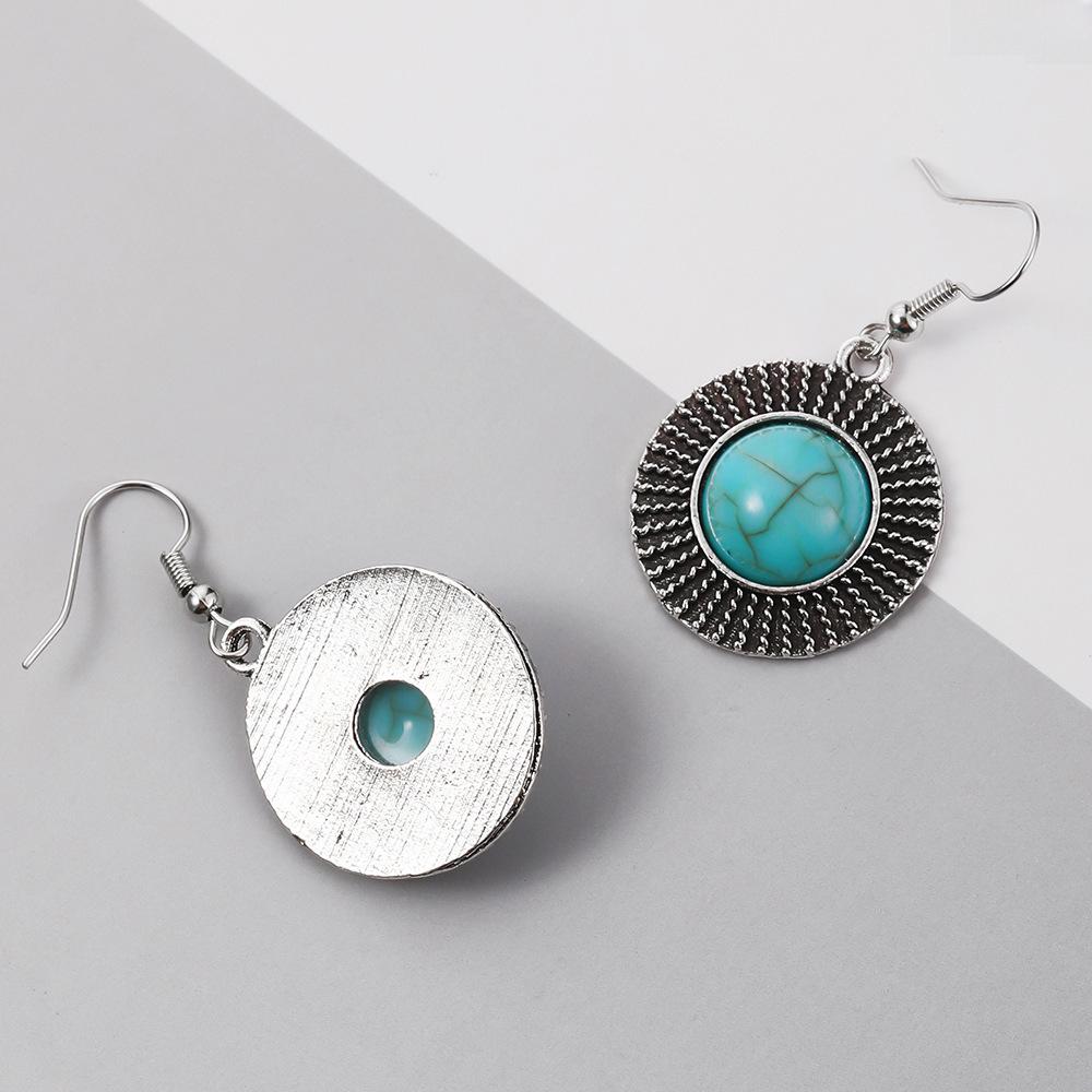 Turquoise Retro Round Earrings with Hooks for a Fashionable Look