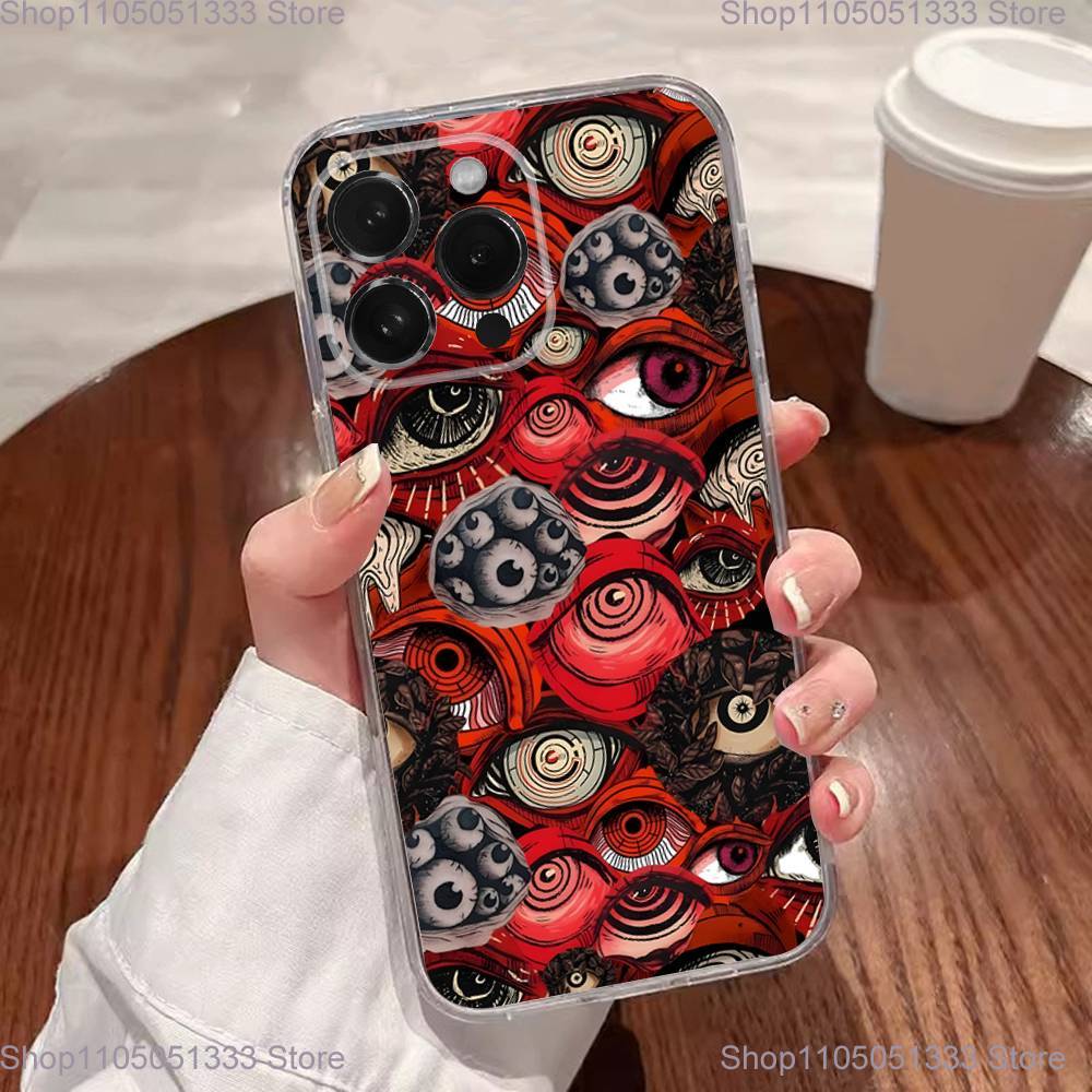 Scary Red Evil Demon Eyes Phone Case For iPhone 17,16,15,14,13,12,11 Plus,Pro,Max,XR,XS,Plus,E,SE4,Mini Transparent Cover