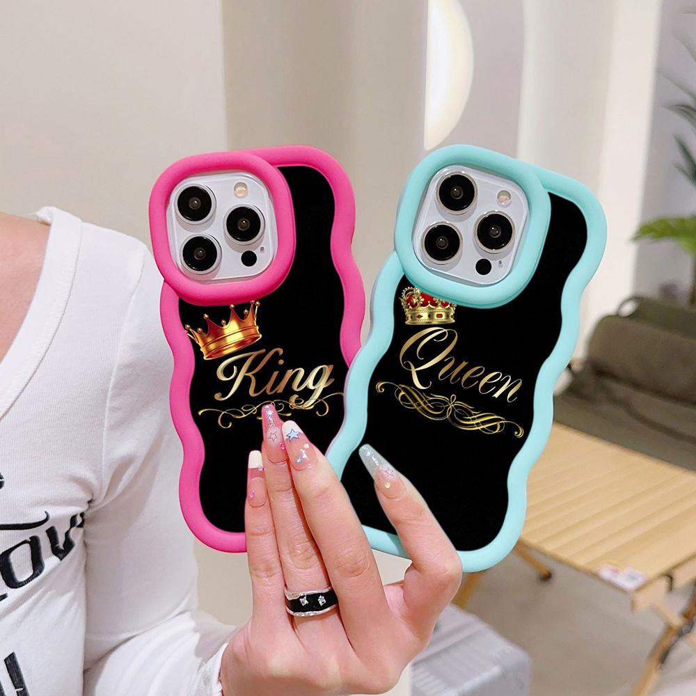 Чехлы для телефонов N84 King Queen Couples Macaron Wavy Edge для iPhone 16 Pro — фото 4