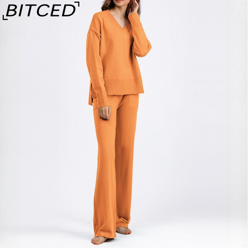 BITCED Fashion Set Women's Autumn and Winter Loose Casual Sweater Pullover Two-piece Set
