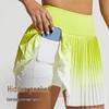 Gradient High-Waisted Anti-Exposure Sport Skort with Pockets - Quick-Dry Yoga and Fashion Wear