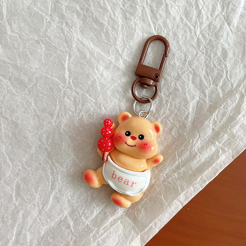Lovely Cartoon Little Bear Keychain For Women Girls Cute Sweet Backpack Decoration Kawaii Car Keyring Accessories Couple Gift
