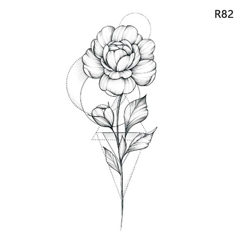 

Водонепроницаемые временные татуировки-наклейки Черная бабочка Роза Передача Flash Tatoo