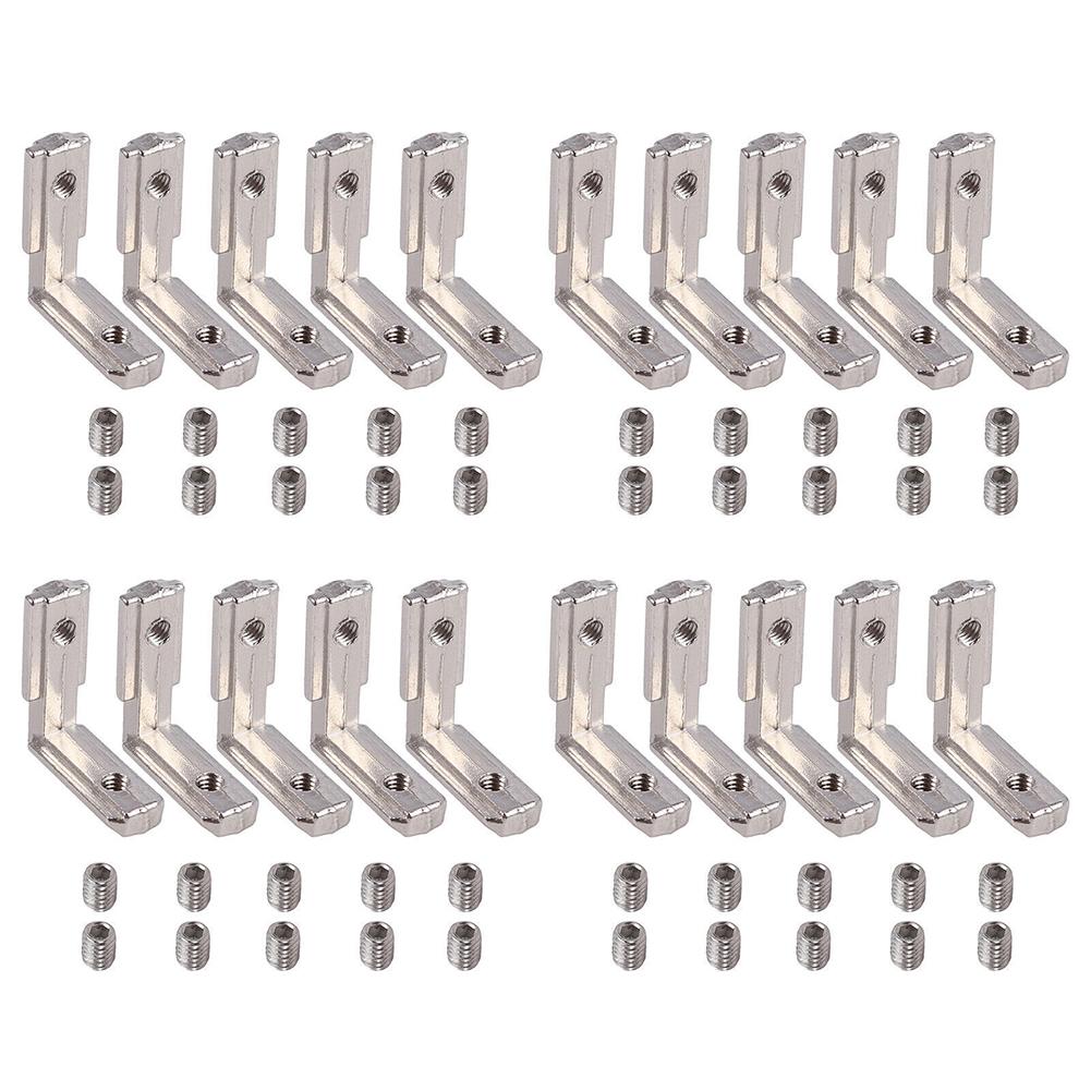 20pcs Corner Brackets Slot Aluminum Profile L-Shape Brackets 90° Inner Connector Eu-2020 Corner Connector Bracket Hardware