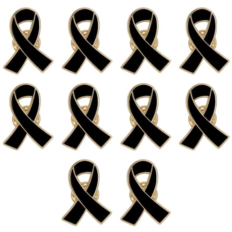 1/5/10 stk Sort Hvid Bånd Broche Begravelser Mindesmærke Pin Til Kvinde Mænd Metal Bånd Sørgebadge Jakkesæt Kjole Skjorte Tilbehør