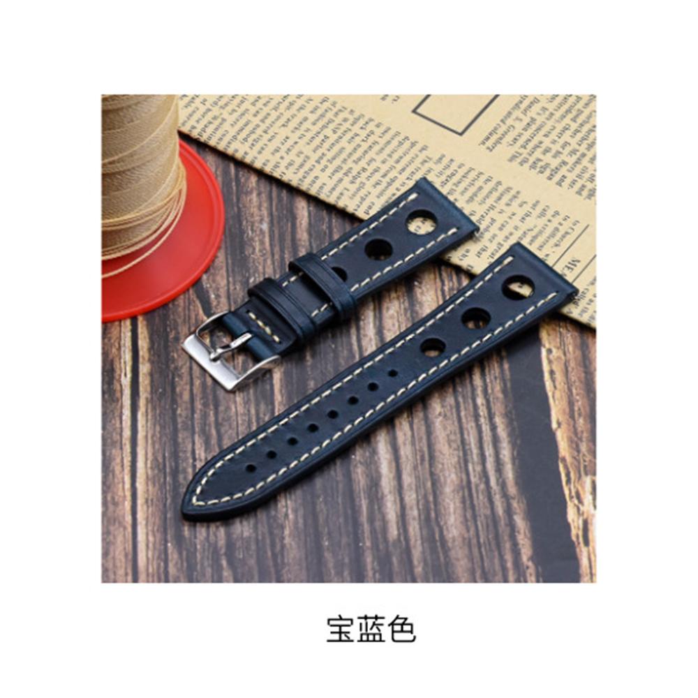 High Quality Oil Wax Cowhide Watchbands 22mm 24mm Genuine Leather Watch Band Strap Belt Ventilated Design Men's Ultra-Thin Brace