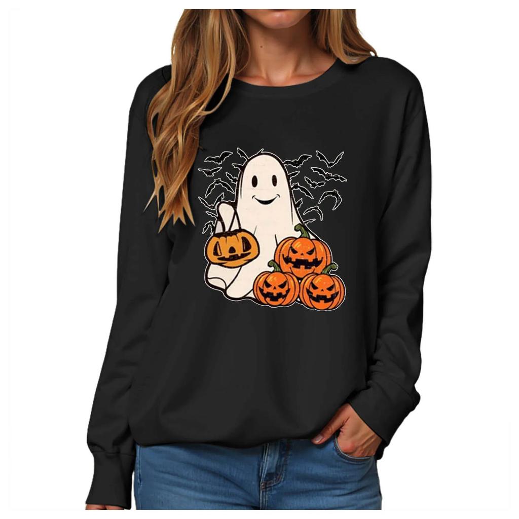 Lockeres lässiges bedrucktes Langarm-Sweatshirt Fabrik Großhandel Europäisches und amerikanisches Halloween-Sweatshirt Rundhals