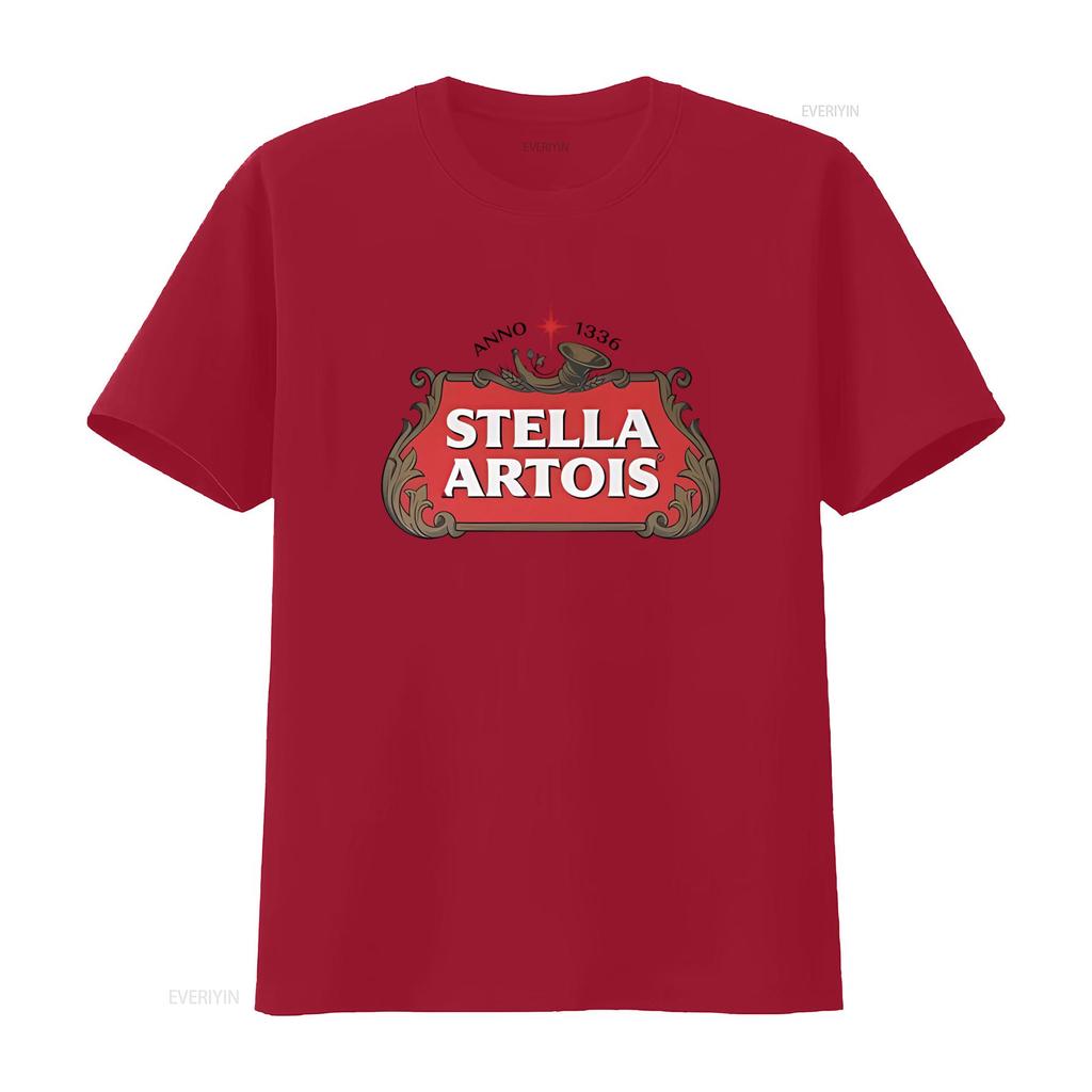 Stella Artois Koszulka z nadrukiem logo w stylu vintage Czarna Retro Design vintage Prana odzież designerska Codzienna Wygodna Oddychająca
