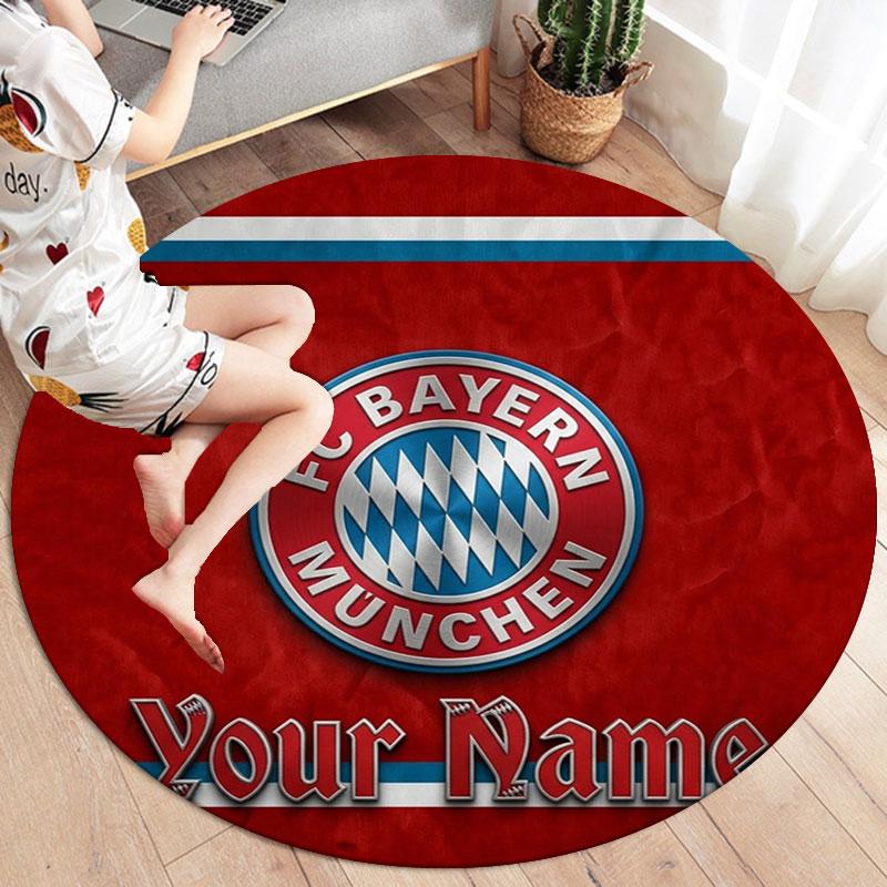 FC Bayern Munchen Custom Name Round Area Rug,Carpet Rug for Living Room Bedroom Sofa Playroom Decor,Non-slip Floor Mat