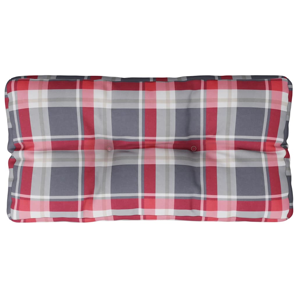 Pallet Cushion Red Checkered Pattern 70 X 40 X 12 Cm Fabric